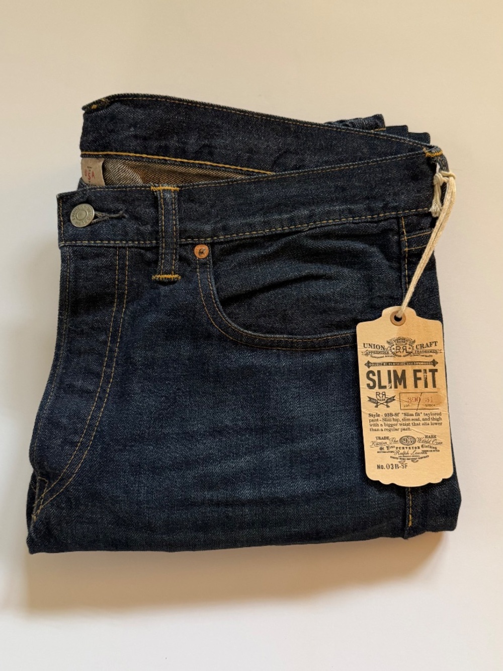 RRL Double RL Slim Fit Selvedge Jeans 34x32 NWT Made USA